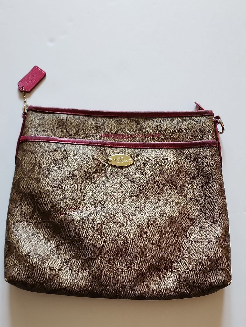 Coach Brown Signature File Canvas Crossbody. PROJECT BAG.